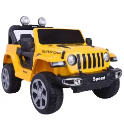 Dzeltens 4x4 akumulatora transportlīdzeklis