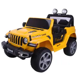 Dzeltens 4x4 akumulatora transportlīdzeklis