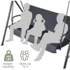 Three-person Garden Swing Rocking Cushions Mattress Gray