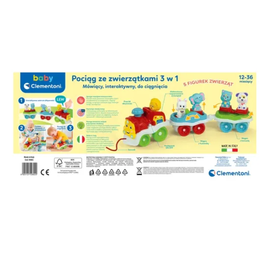 Interactive Animal Train Polish language Clementoni 50802 Zīdaiņiem