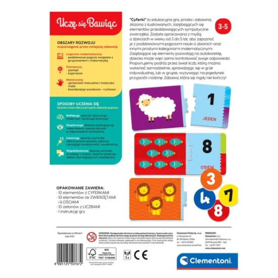 Izglītojoša spēle Skaitļi poļu valodā Clementoni 50767 Galda un sporta spēles