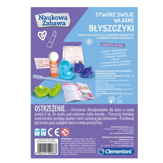 „Zinātniskā spēle: lūpu balzama laboratorijas komplekts“ (poļu valodā) „Clementoni“ 50066
