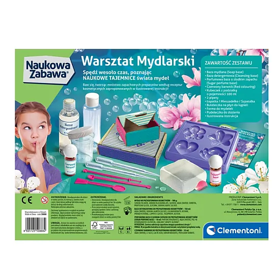 Zinātnes un rotaļu ziepju izgatavošanas komplekts poļu valodā Clementoni 50888