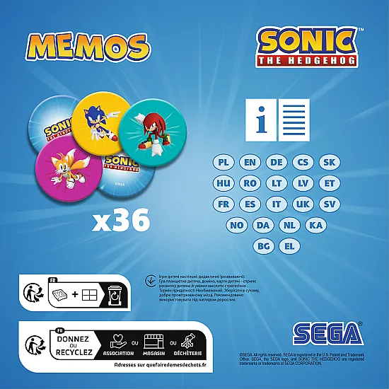 Bērnu atmiņas spēle Memos Sonic The Hedgehog Trefl 02897 Galda un sporta spēles