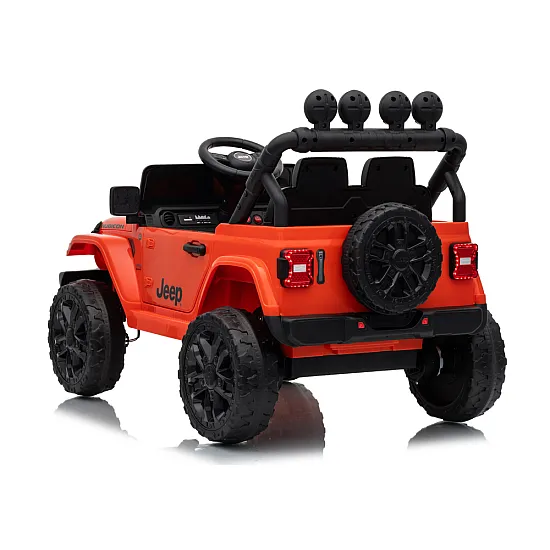 Vaikiškas oranžinis akumuliatorinis visureigis Jeep Rubicon DK-JWR558
