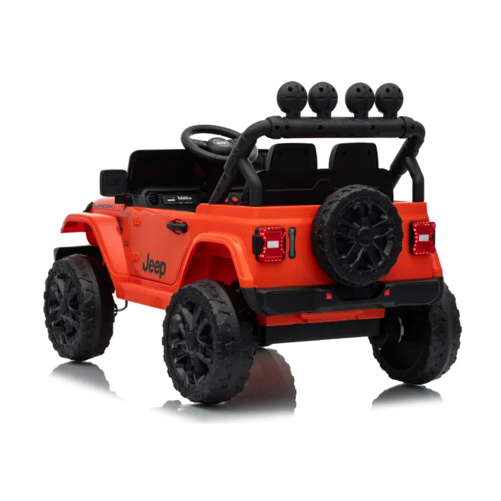 Bērnu oranžs akumulatora darbināms visurgājējs Jeep Rubicon DK-JWR558