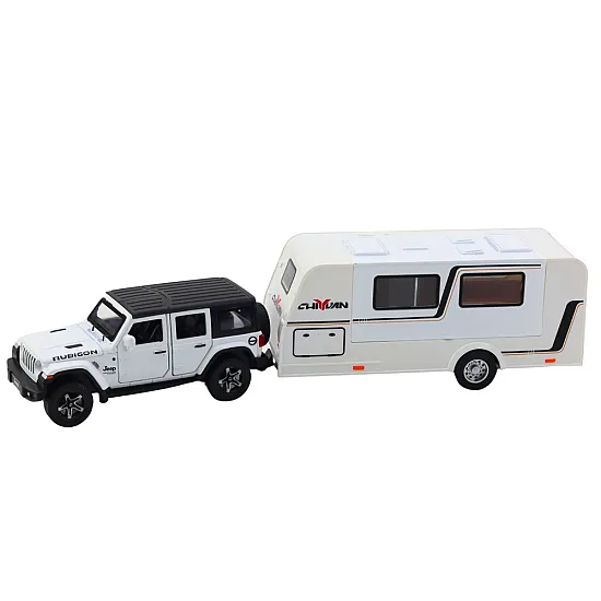 Set of Car Off-road Camper Metal Drive Lights Sounds White 1:32 Žaisliniai automobiliai