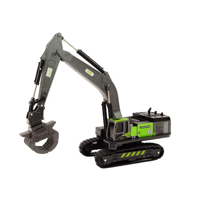 Crawler Excavator Grapple Drilling Rig Bucket 1:55 Black-Green Rotaļlietu automašīnas