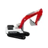 Crawler Excavator White and Red Metal Bucket Rotaļlietu automašīnas