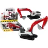 Crawler Excavator White and Red Metal Bucket Rotaļlietu automašīnas