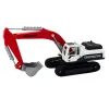 Crawler Excavator White and Red Metal Bucket Rotaļlietu automašīnas