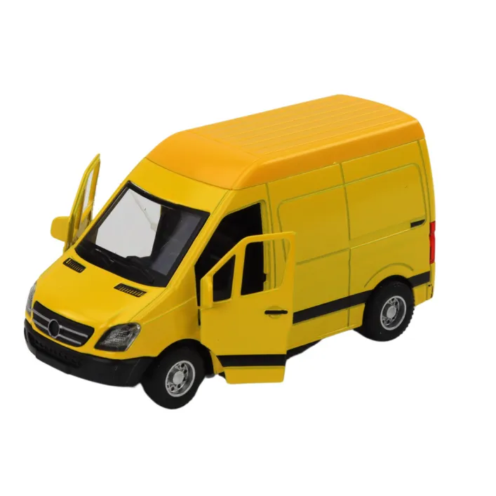 Delivery Car 1:32 Lights Sounds Red Black Yellow White Rotaļlietu automašīnas