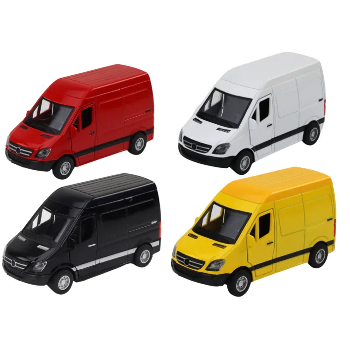 Delivery Car 1:32 Lights Sounds Red Black Yellow White Rotaļlietu automašīnas
