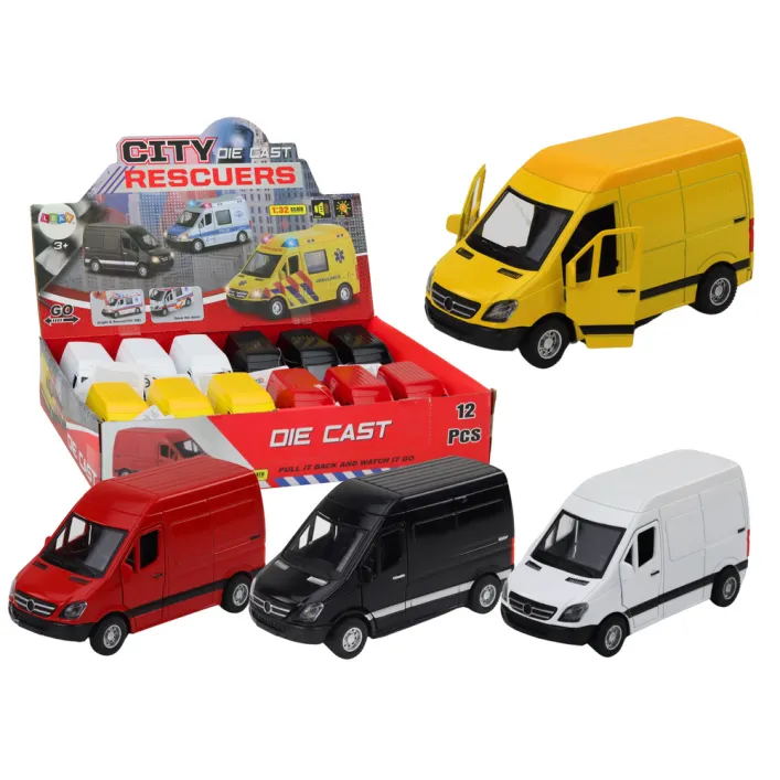 Delivery Car 1:32 Lights Sounds Red Black Yellow White Rotaļlietu automašīnas