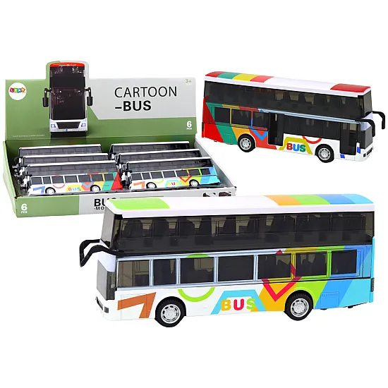 Double Decker Bus With Metal Drive, Colorful Lights, Sounds Rotaļlietu automašīnas