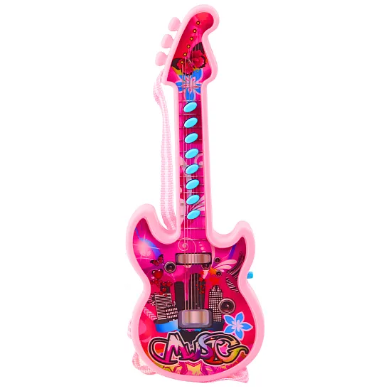 Elektrinė rožinė gitara su melodijos efktu Muzikos instrumentai