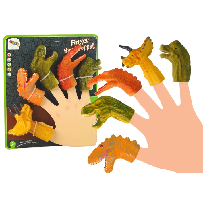 Dinozauru formas pirkstu leļļu komplekts 5 gb Dinozauri