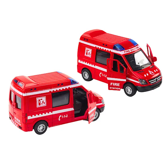Fire Truck 1:32 Opening Doors Lights Sounds Drive Red Rotaļlietu automašīnas