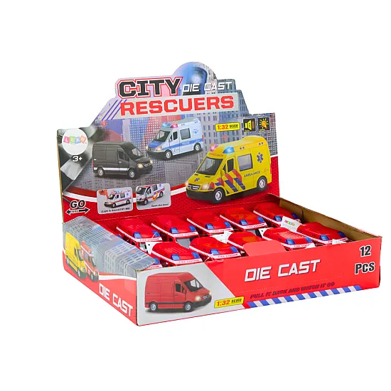 Fire Truck 1:32 Opening Doors Lights Sounds Drive Red Rotaļlietu automašīnas