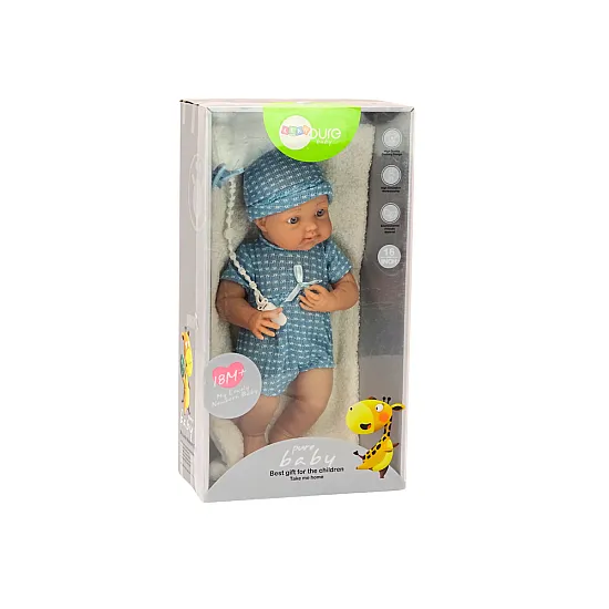Baby doll with blue clothes and a pacifier Dolls and game sets