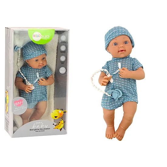 Baby doll with blue clothes and a pacifier Dolls and game sets