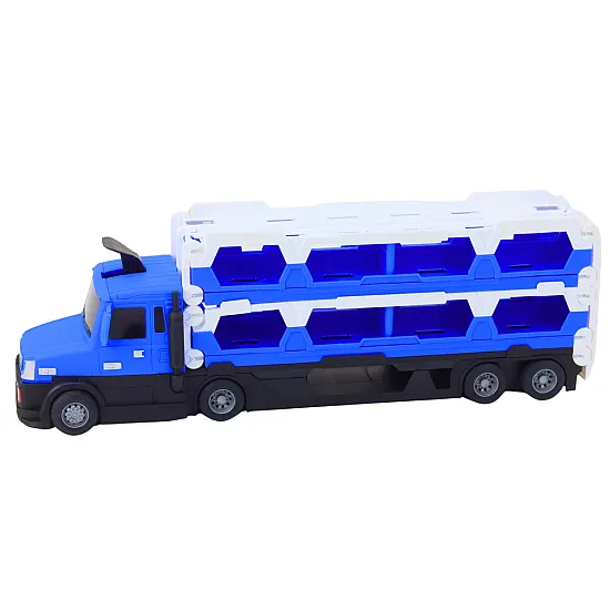 Lora Tow Truck Race Track 2in1 Lights Sounds Signs Cars Blue Samochody-zabawki
