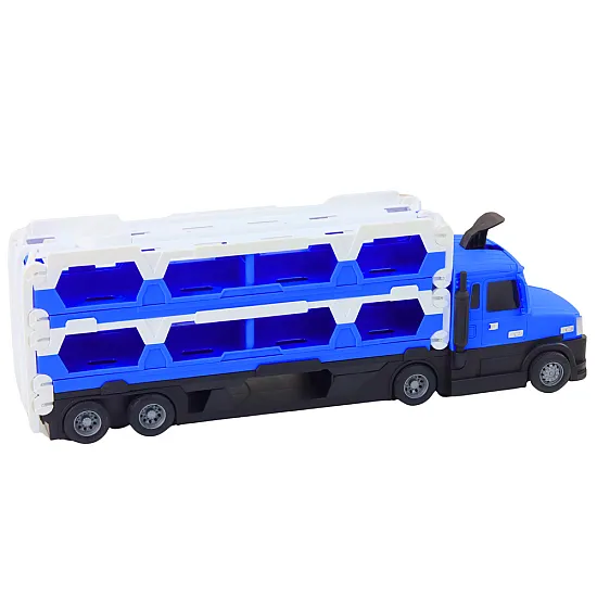 Lora Tow Truck Race Track 2in1 Lights Sounds Signs Cars Blue Samochody-zabawki