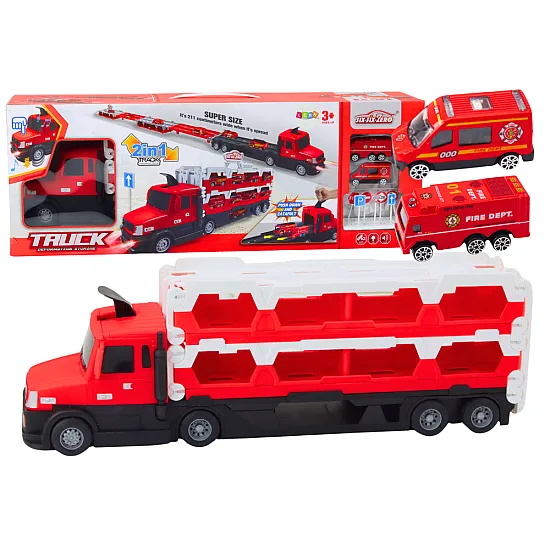 Lora Tow Truck Race Track 2in1 Lights Sounds Signs Cars Red Samochody-zabawki
