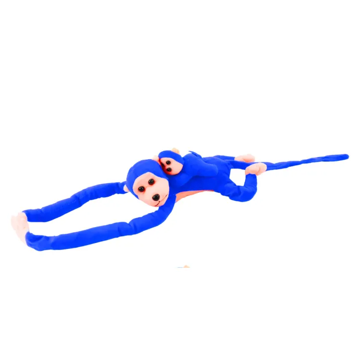 Mascot Plush Monkey with Baby, Blue 70 cm Plīša rotaļlietas