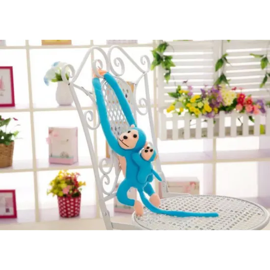 Mascot Plush Monkey with Baby, Blue 70 cm Plīša rotaļlietas