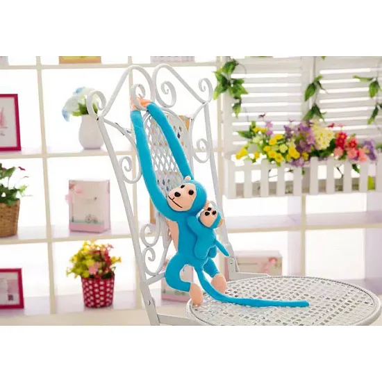 Mascot Plush Monkey with Baby, Blue 90 cm Plīša rotaļlietas