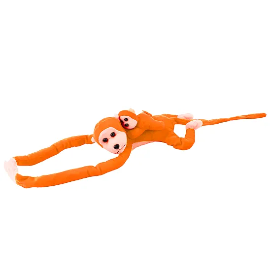 Mascot Plush Monkey with Baby, Orange 90 cm Plīša rotaļlietas