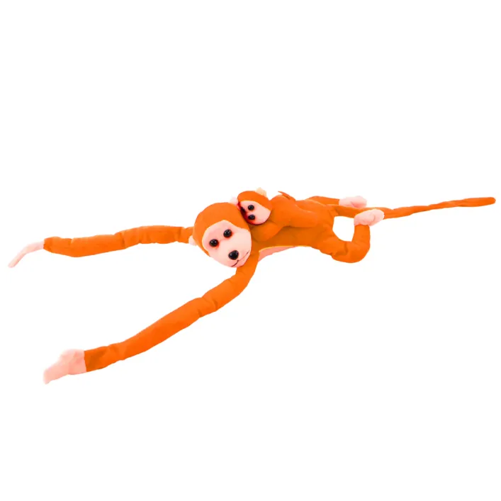 Mascot Plush Monkey with Baby, Orange 90 cm Plīša rotaļlietas