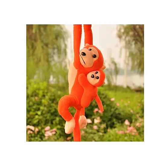Mascot Plush Monkey with Baby, Orange 90 cm Plīša rotaļlietas