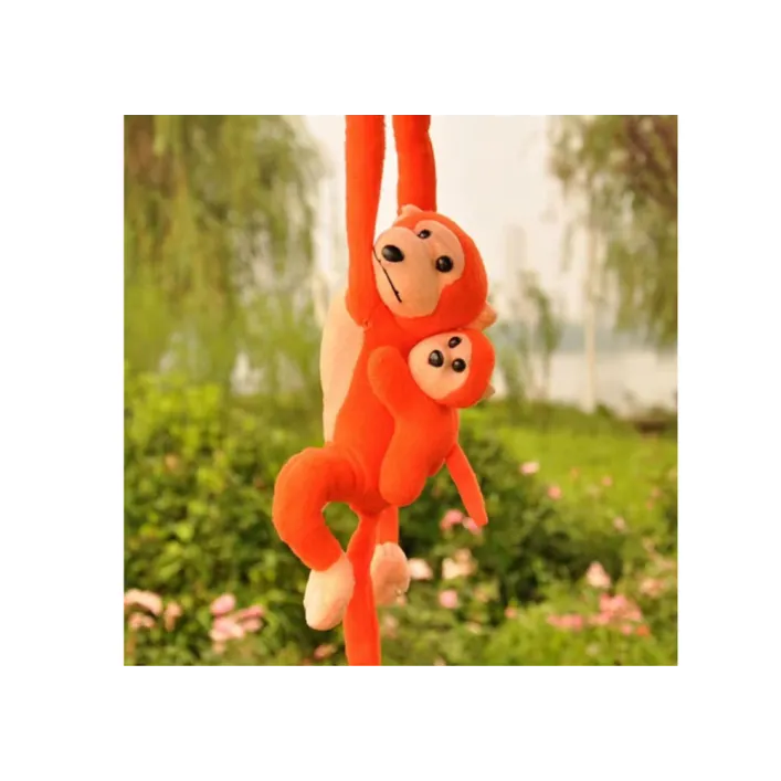 Mascot Plush Monkey with Baby, Orange 90 cm Plīša rotaļlietas