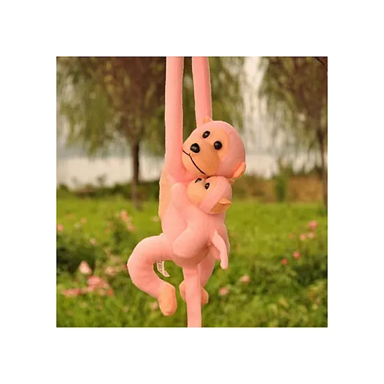 Mascot Plush Monkey with Baby, Pink 90 cm Plīša rotaļlietas