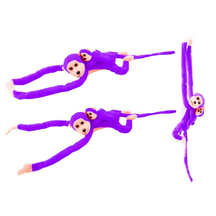 Mascot Plush Monkey with Baby, Purple 70 cm Plīša rotaļlietas