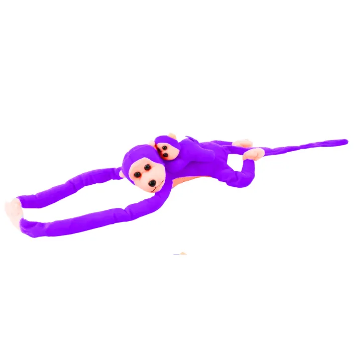 Mascot Plush Monkey with Baby, Purple 70 cm Plīša rotaļlietas