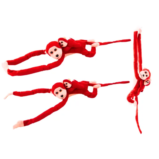 Mascot Plush Monkey with Baby, Red 70 cm Plīša rotaļlietas