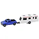 Set of Metal Car with Camper Trailer Blue Rotaļlietu automašīnas
