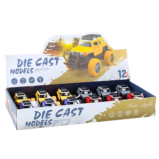 Off-Road Car 1:32 Metal Rubber Wheels Lights Sounds Drive Rotaļlietu automašīnas