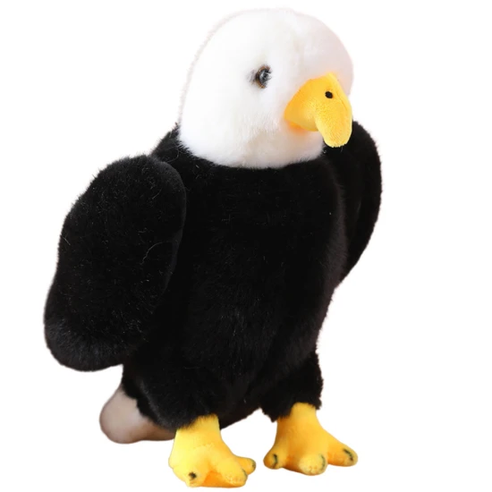 Plush Eagle Bird Plush Toy Mascot Cuddly Toy Black and White 25cm Plīša rotaļlietas