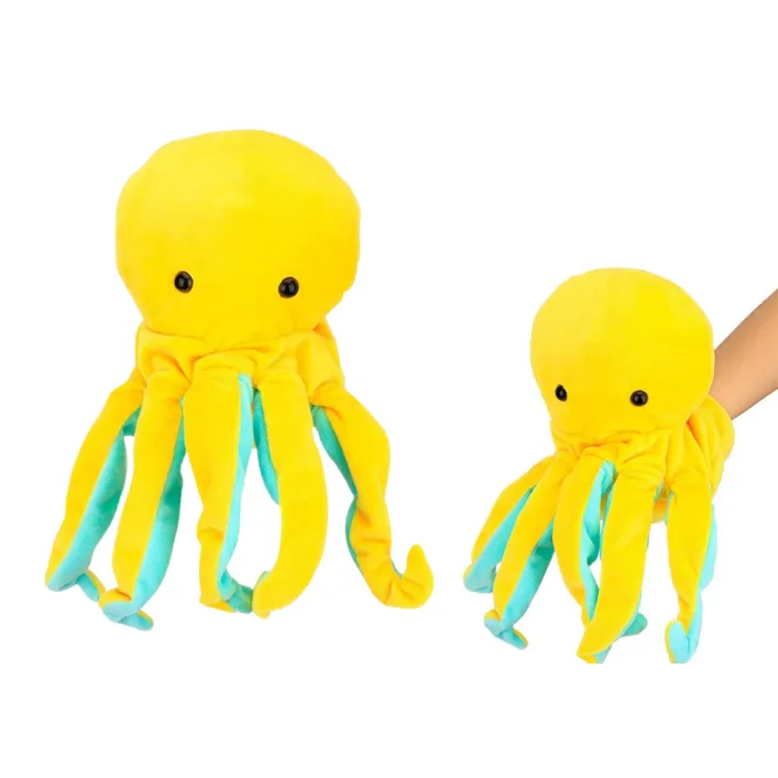 Plīša talismans astoņkājis dzeltena lelle 25 cm
