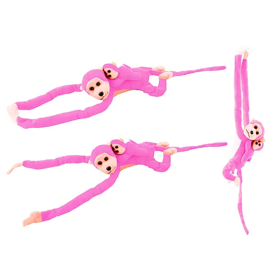 Plush Monkey with Baby Mascot, pink, 70 cm Plīša rotaļlietas
