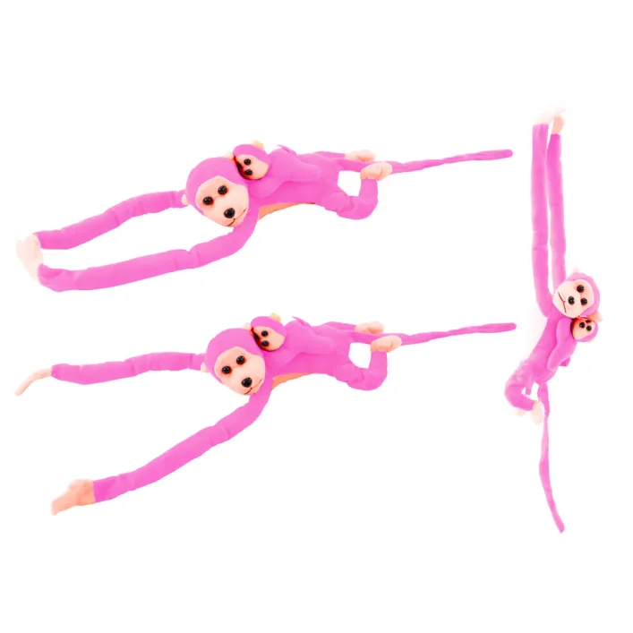 Plush Monkey with Baby Mascot, pink, 70 cm Plīša rotaļlietas
