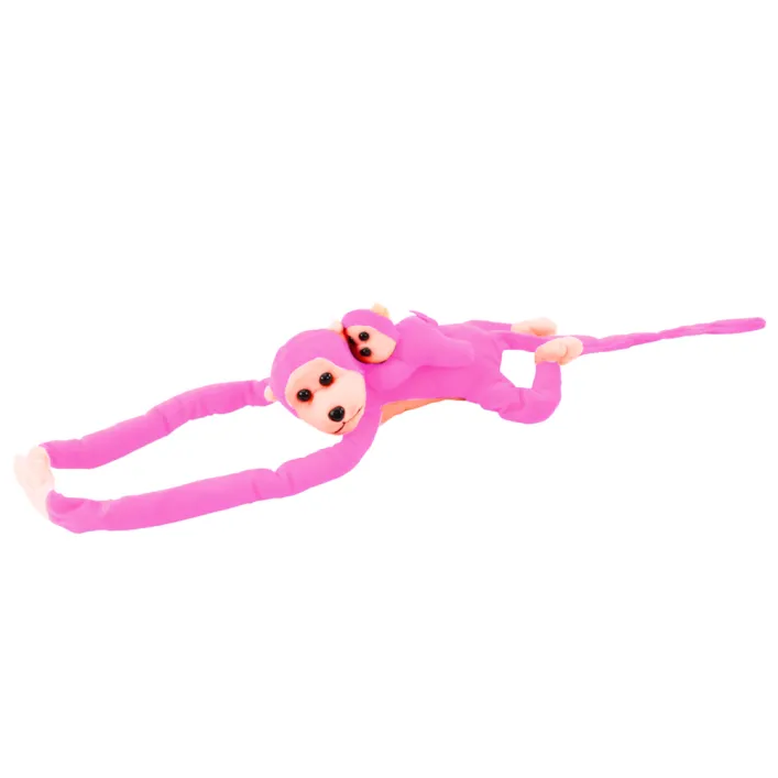 Plush Monkey with Baby Mascot, pink, 70 cm Plīša rotaļlietas