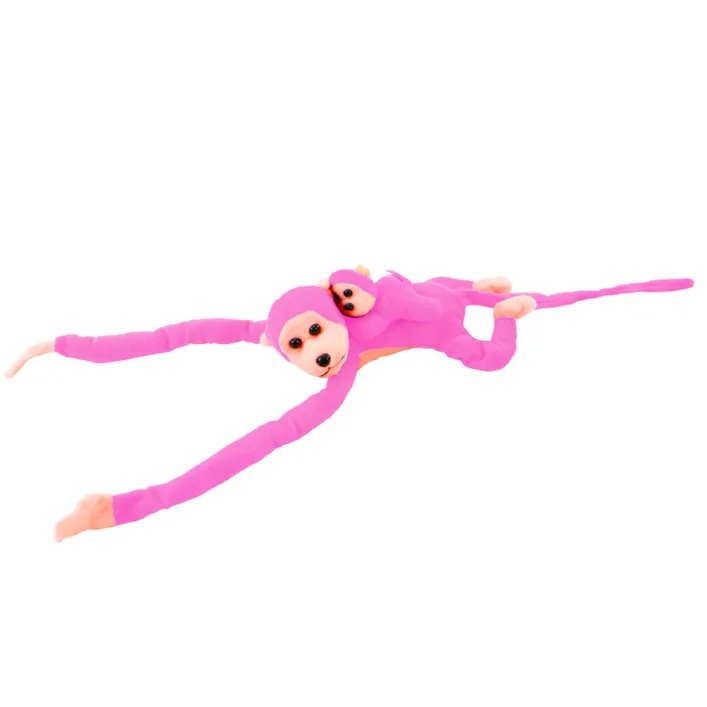 Plush Monkey with Baby Mascot, pink, 70 cm Plīša rotaļlietas