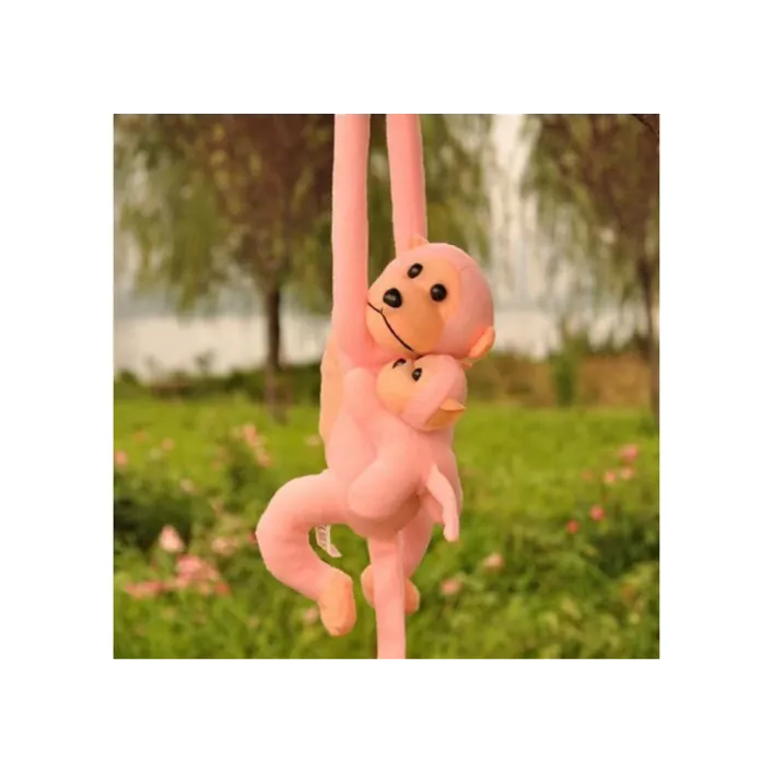 Plush Monkey with Baby Mascot, pink, 70 cm Plīša rotaļlietas