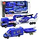 Police Rescue Car Boat Truck Helicopter Blue Set Samochody-zabawki