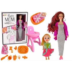 Grūtniece lelle ar lellīti un piederumiem